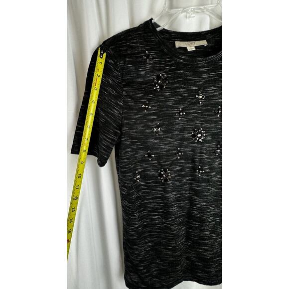 Ann Taylor LOFT Jewel Embellished T-Shirt, Short Sleeves, Heather, Sz: XS, 56-12 - Picture 6 of 16